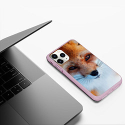 Чехол iPhone 11 Pro матовый Взгляд лисы, цвет: 3D-розовый — фото 2