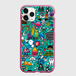Чехол iPhone 11 Pro матовый Стикербомбинг, цвет: 3D-малиновый