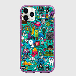 Чехол iPhone 11 Pro матовый Стикербомбинг, цвет: 3D-фиолетовый