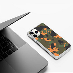 Чехол iPhone 11 Pro матовый Камуфляж: хаки/оранжевый, цвет: 3D-белый — фото 2