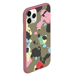 Чехол iPhone 11 Pro матовый Камуфляж: микс цветов, цвет: 3D-малиновый — фото 2