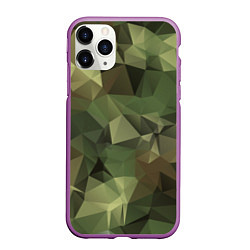 Чехол iPhone 11 Pro матовый Полигональный камуфляж, цвет: 3D-фиолетовый