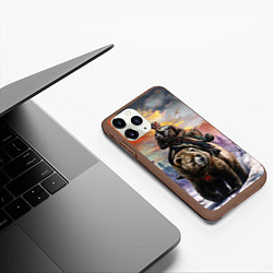 Чехол iPhone 11 Pro матовый Красноармеец на медведе, цвет: 3D-коричневый — фото 2