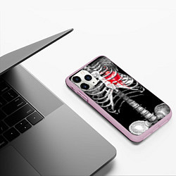 Чехол iPhone 11 Pro матовый Скелет с сердцем, цвет: 3D-розовый — фото 2