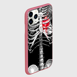 Чехол iPhone 11 Pro матовый Скелет с сердцем, цвет: 3D-малиновый — фото 2