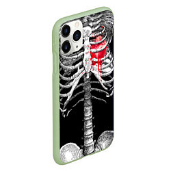 Чехол iPhone 11 Pro матовый Скелет с сердцем, цвет: 3D-салатовый — фото 2