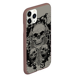 Чехол iPhone 11 Pro матовый Skulls, цвет: 3D-коричневый — фото 2