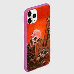 Чехол iPhone 11 Pro матовый Скелет с гитарой, цвет: 3D-фиолетовый — фото 2