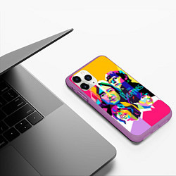 Чехол iPhone 11 Pro матовый The Beatles: Poly-art, цвет: 3D-фиолетовый — фото 2