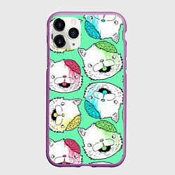 Чехол iPhone 11 Pro матовый Drop Dead: Kitty Heads, цвет: 3D-фиолетовый