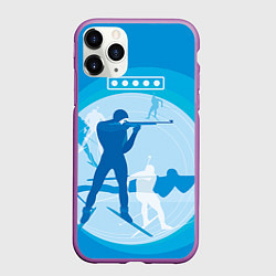 Чехол iPhone 11 Pro матовый Биатлон, цвет: 3D-фиолетовый