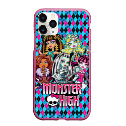 Чехол iPhone 11 Pro матовый Monster High, цвет: 3D-малиновый