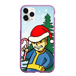 Чехол iPhone 11 Pro матовый Fallout Christmas, цвет: 3D-фиолетовый