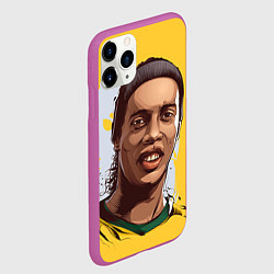 Чехол iPhone 11 Pro матовый Ronaldinho Art, цвет: 3D-фиолетовый — фото 2