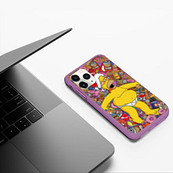 Чехол iPhone 11 Pro матовый Обжора Гомер, цвет: 3D-фиолетовый — фото 2