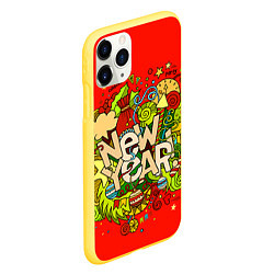 Чехол iPhone 11 Pro матовый New Year, цвет: 3D-желтый — фото 2