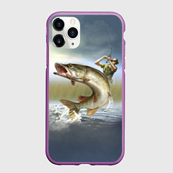 Чехол iPhone 11 Pro матовый Дерзская щука, цвет: 3D-фиолетовый