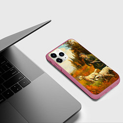 Чехол iPhone 11 Pro матовый Охота на утку, цвет: 3D-малиновый — фото 2
