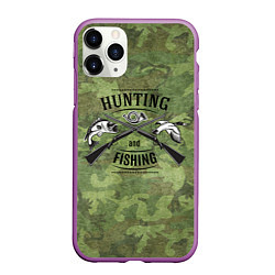 Чехол iPhone 11 Pro матовый Hunting & Fishing, цвет: 3D-фиолетовый