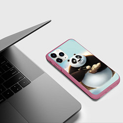 Чехол iPhone 11 Pro матовый Кунг фу панда, цвет: 3D-малиновый — фото 2