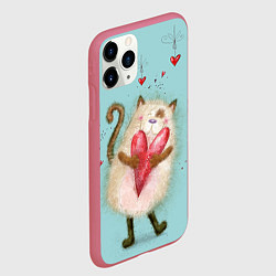 Чехол iPhone 11 Pro матовый Котик, цвет: 3D-малиновый — фото 2