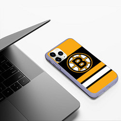Чехол iPhone 11 Pro матовый Boston Bruins, цвет: 3D-светло-сиреневый — фото 2