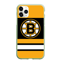Чехол iPhone 11 Pro матовый Boston Bruins, цвет: 3D-салатовый