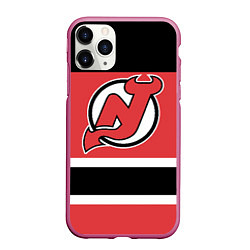 Чехол iPhone 11 Pro матовый New Jersey Devils, цвет: 3D-малиновый