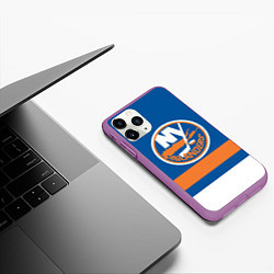 Чехол iPhone 11 Pro матовый New York Islanders, цвет: 3D-фиолетовый — фото 2