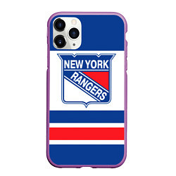 Чехол iPhone 11 Pro матовый New York Rangers, цвет: 3D-фиолетовый