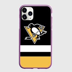Чехол iPhone 11 Pro матовый Pittsburgh Penguins: Black, цвет: 3D-фиолетовый