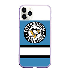 Чехол iPhone 11 Pro матовый Pittsburgh Penguins: White, цвет: 3D-светло-сиреневый