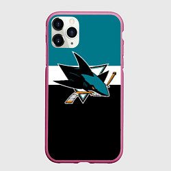 Чехол iPhone 11 Pro матовый San Jose Sharks, цвет: 3D-малиновый