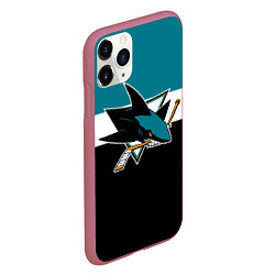 Чехол iPhone 11 Pro матовый San Jose Sharks, цвет: 3D-малиновый — фото 2