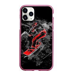 Чехол iPhone 11 Pro матовый Сноубордист, цвет: 3D-малиновый