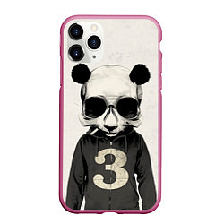 Чехол iPhone 11 Pro матовый Скелет панды, цвет: 3D-малиновый
