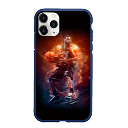 Чехол iPhone 11 Pro матовый Баскетболист, цвет: 3D-тёмно-синий