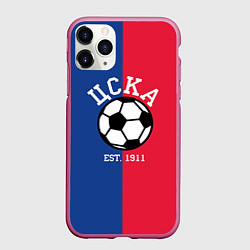 Чехол iPhone 11 Pro матовый ФК ЦСКА, цвет: 3D-малиновый