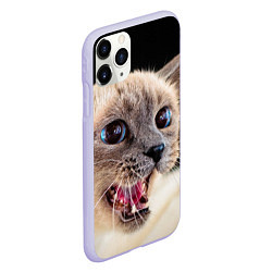 Чехол iPhone 11 Pro матовый Глазастый котик, цвет: 3D-светло-сиреневый — фото 2