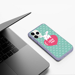 Чехол iPhone 11 Pro матовый Rabbit: Love you, цвет: 3D-светло-сиреневый — фото 2