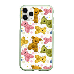 Чехол iPhone 11 Pro матовый Любимые медвежата, цвет: 3D-салатовый