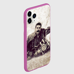 Чехол iPhone 11 Pro матовый Сталин байкер, цвет: 3D-фиолетовый — фото 2