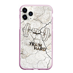 Чехол iPhone 11 Pro матовый Train hard, цвет: 3D-розовый