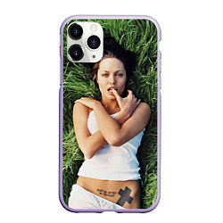 Чехол iPhone 11 Pro матовый Анджелина Джоли, цвет: 3D-светло-сиреневый