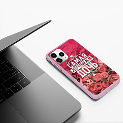 Чехол iPhone 11 Pro матовый Лучшая дочь, цвет: 3D-розовый — фото 2