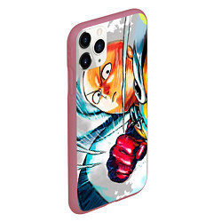 Чехол iPhone 11 Pro матовый One Punch Man Rage, цвет: 3D-малиновый — фото 2