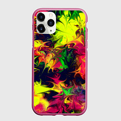 Чехол iPhone 11 Pro матовый Кислотный взрыв, цвет: 3D-малиновый
