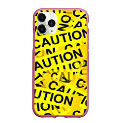 Чехол iPhone 11 Pro матовый Caution, цвет: 3D-малиновый