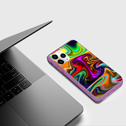 Чехол iPhone 11 Pro матовый Неоновые разводы, цвет: 3D-фиолетовый — фото 2