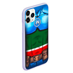 Чехол iPhone 11 Pro матовый Капитан Татарстан, цвет: 3D-светло-сиреневый — фото 2